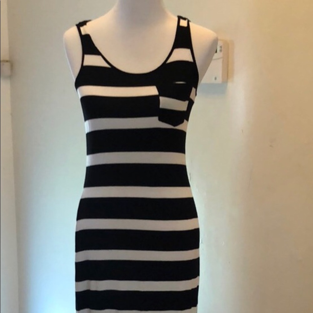 Long black and white tank dress
